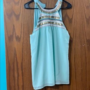 Blue High neck tank top